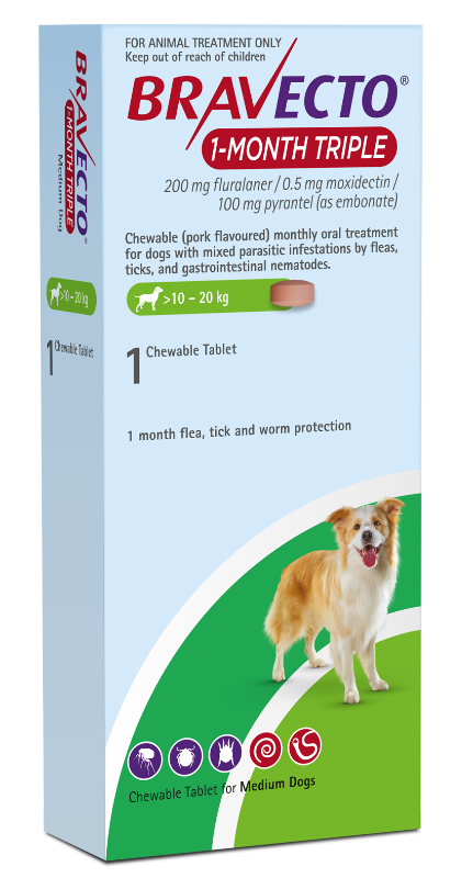 Bravecto 1-Month Triple Medium Pack Single